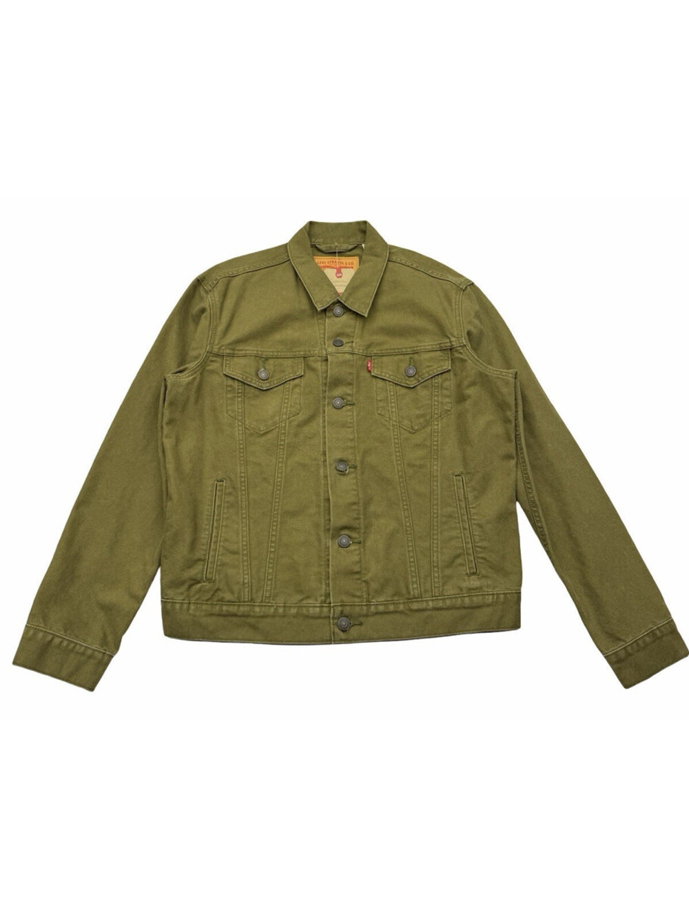 Levi's Men's The Trucker Jacket Standard Fit Denim Olive Green Size M